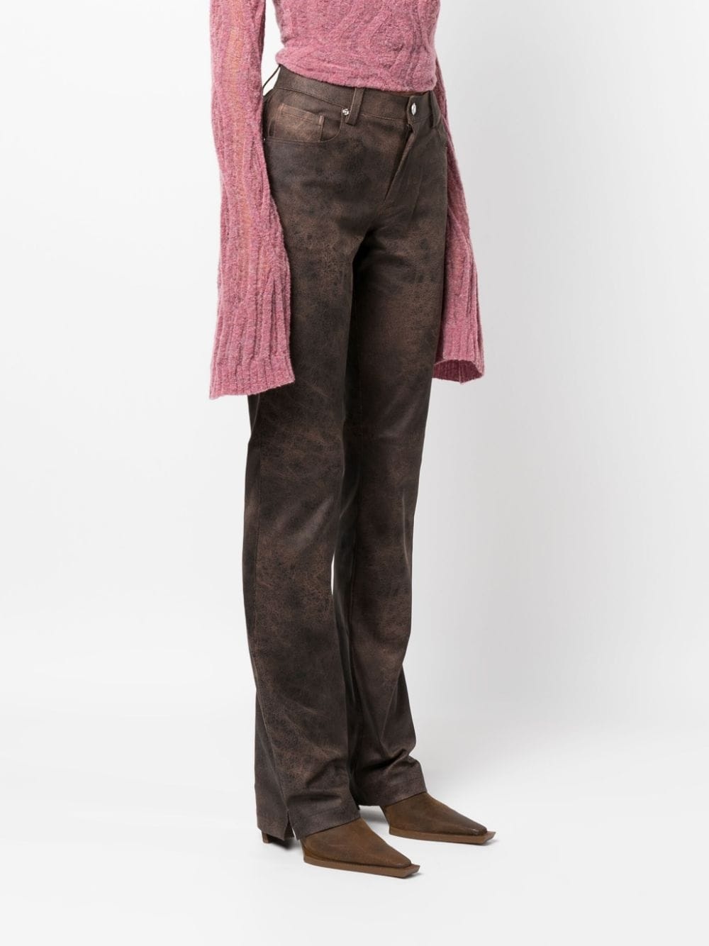 washed-effect flared trousers - 3