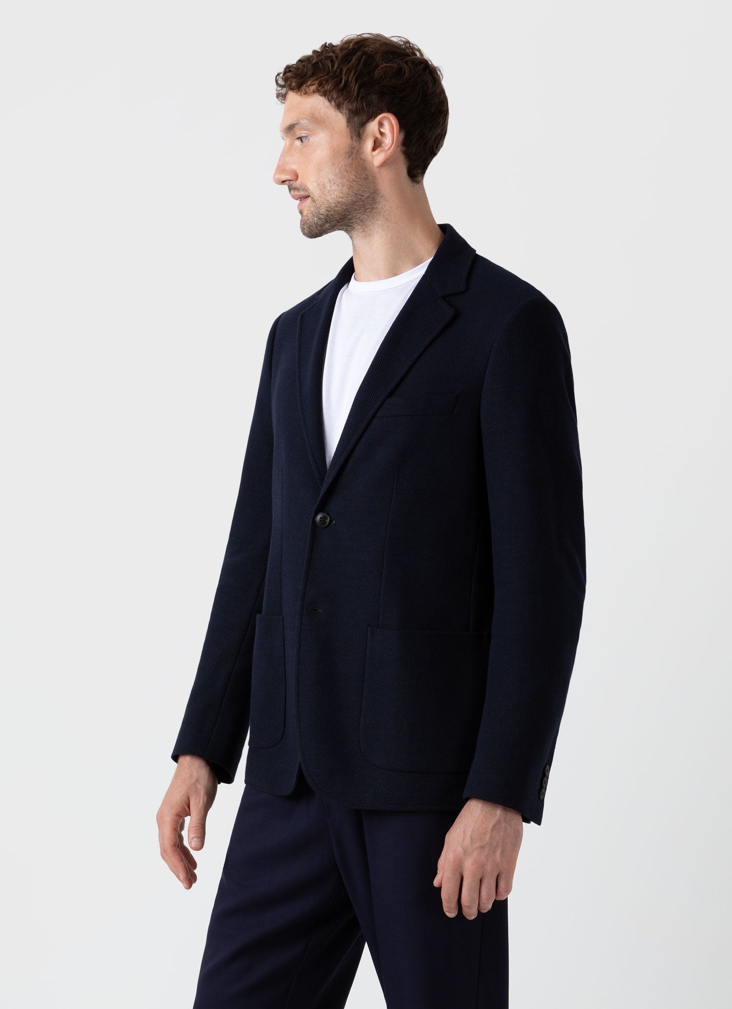 Unstructured Pique Blazer - 2