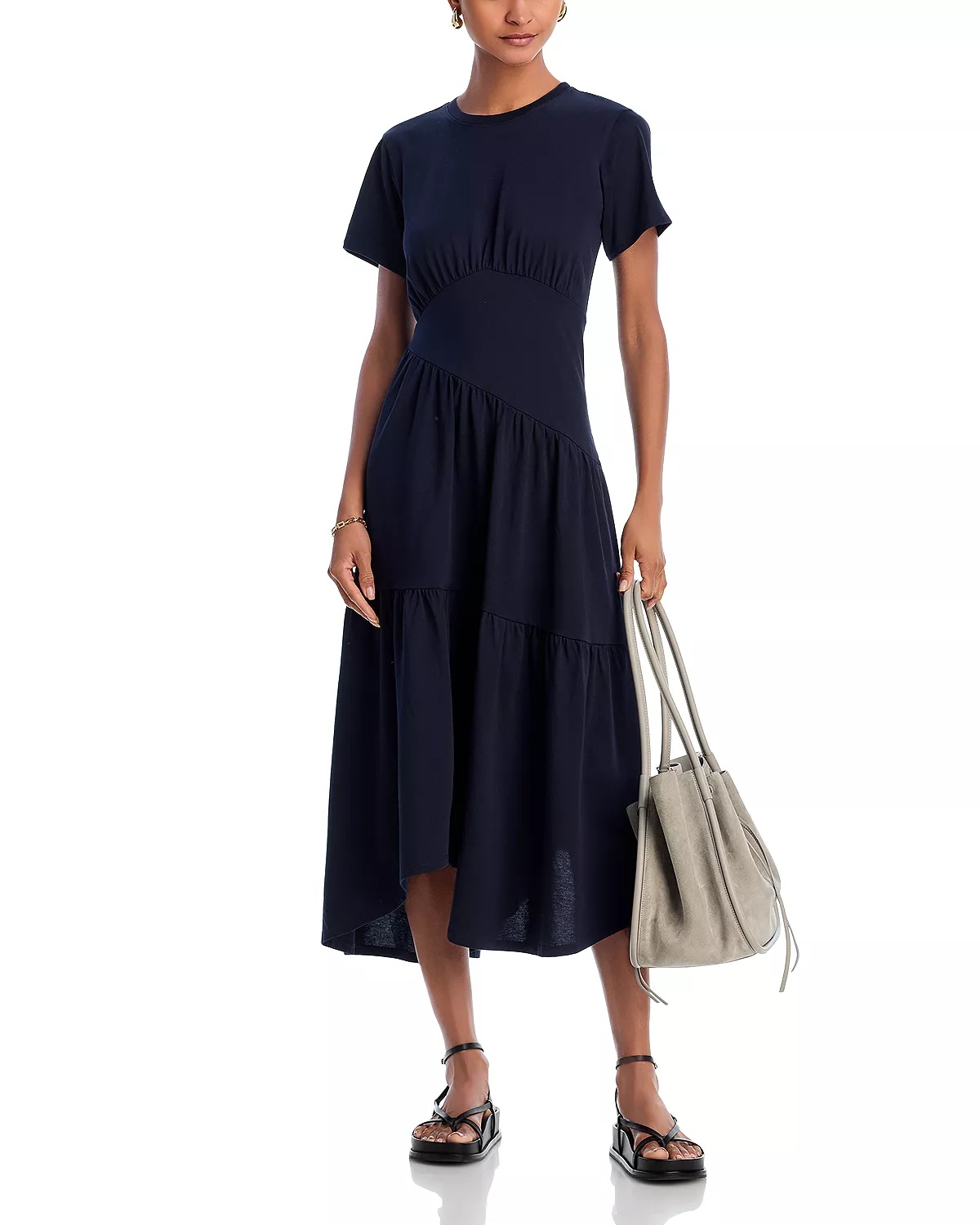 Gathered Seam Short Sleeve Dress - 2