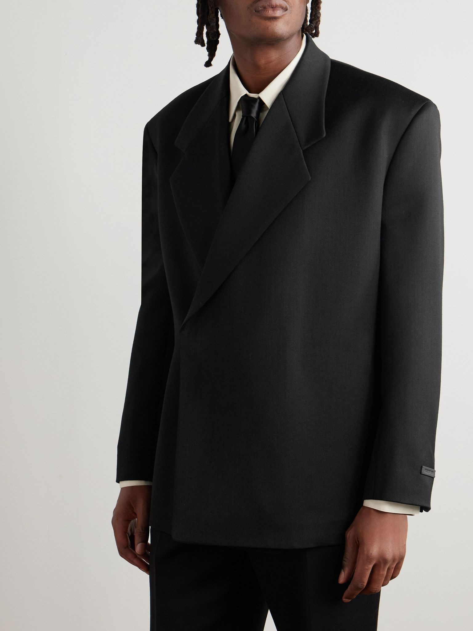 Double-Breasted Virgin Suit Jacket Black - 3