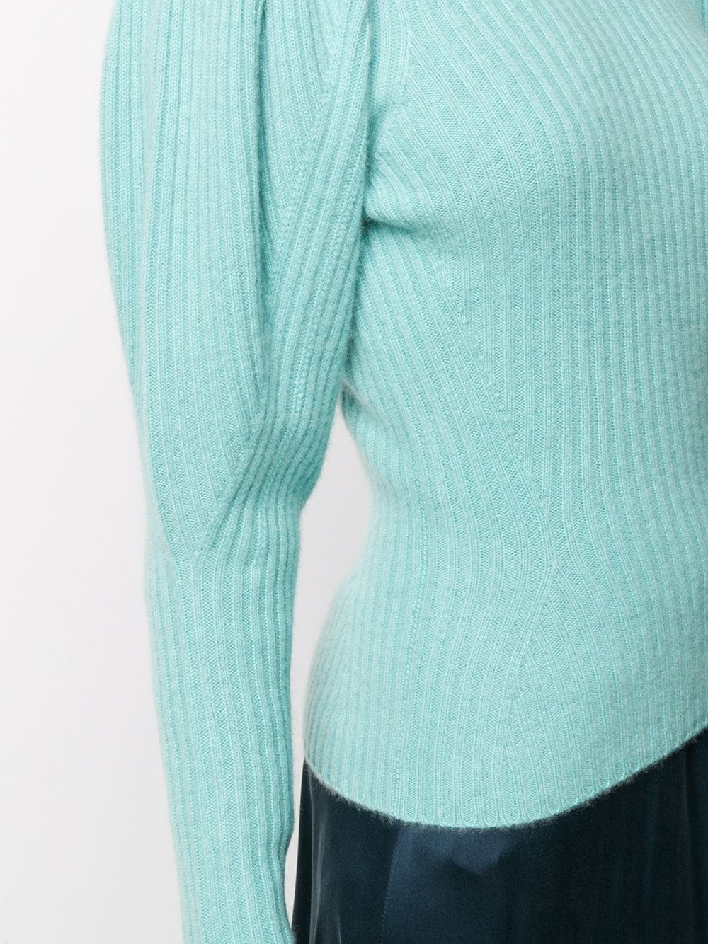 balloon sleeved knitted cashmere jumper - 5