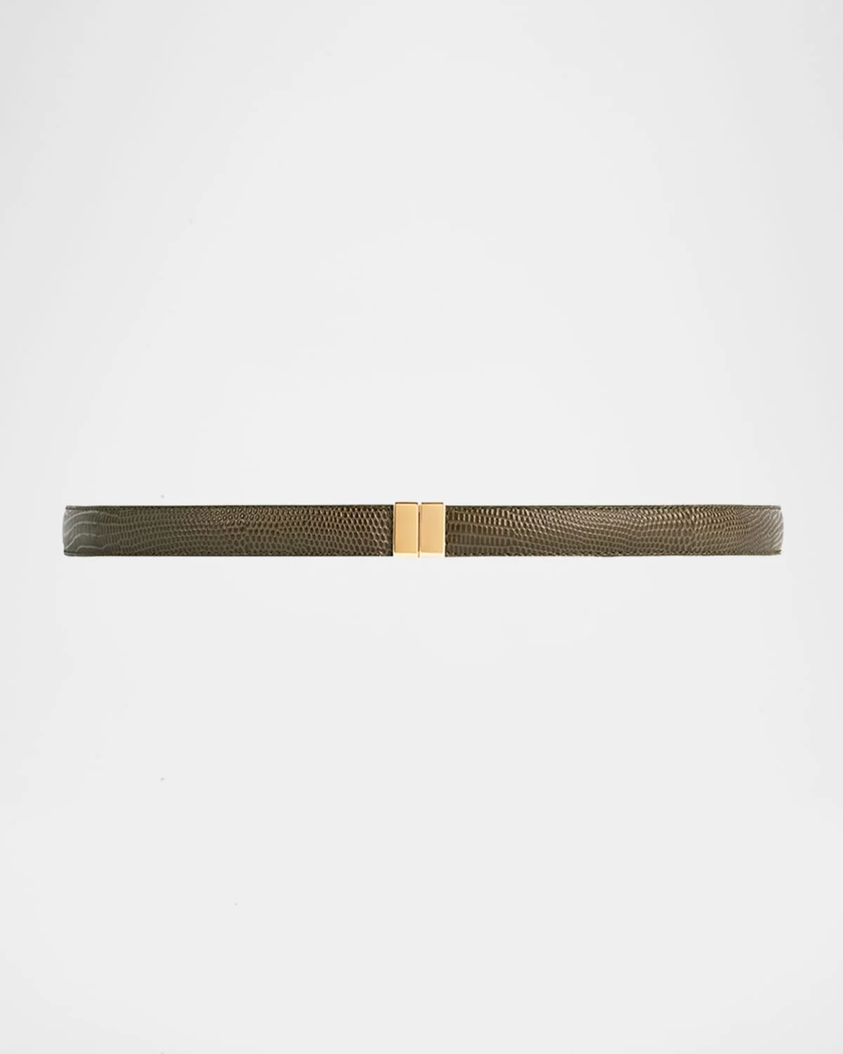 Slide Clasp Lizard-Embossed Leather Belt - 1