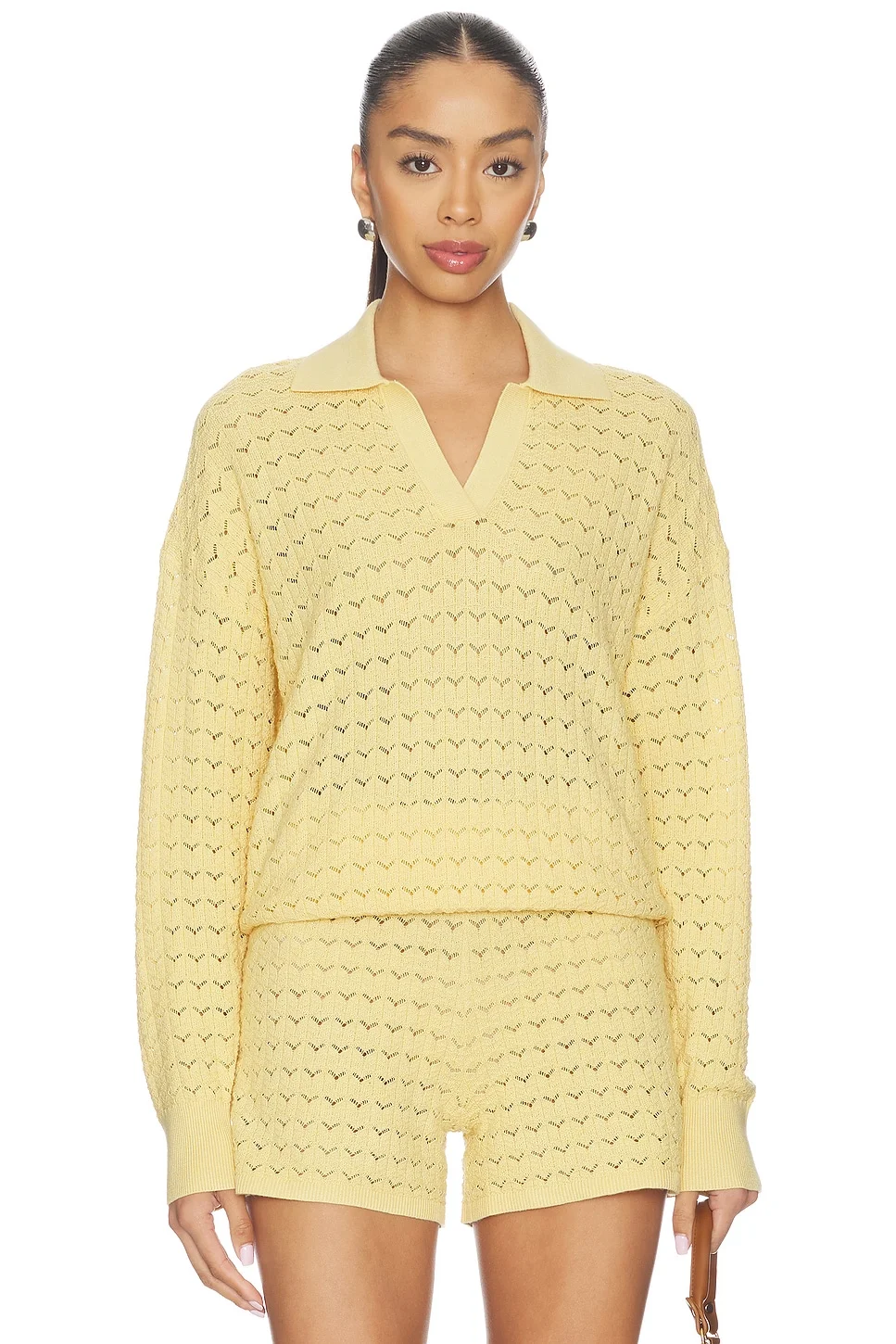 Tulip Pointelle Collared Pullover - 1