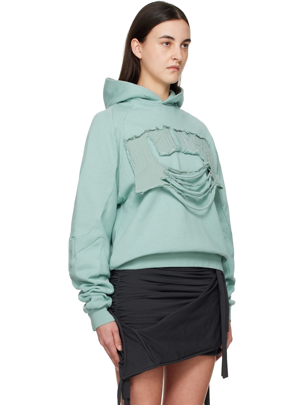 Blue Distressed Multiline Hoodie - 2