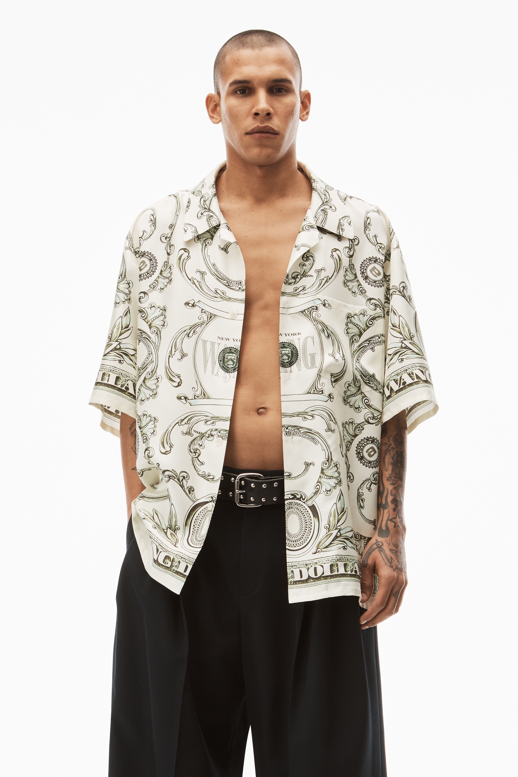 MONEY PRINT BUTTON DOWN IN SILK TWILL - 2