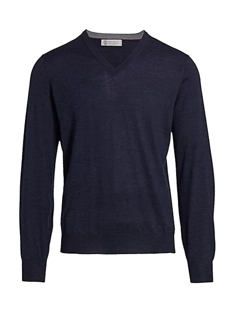 V-Neck Wool & Cashmere Sweater - 1