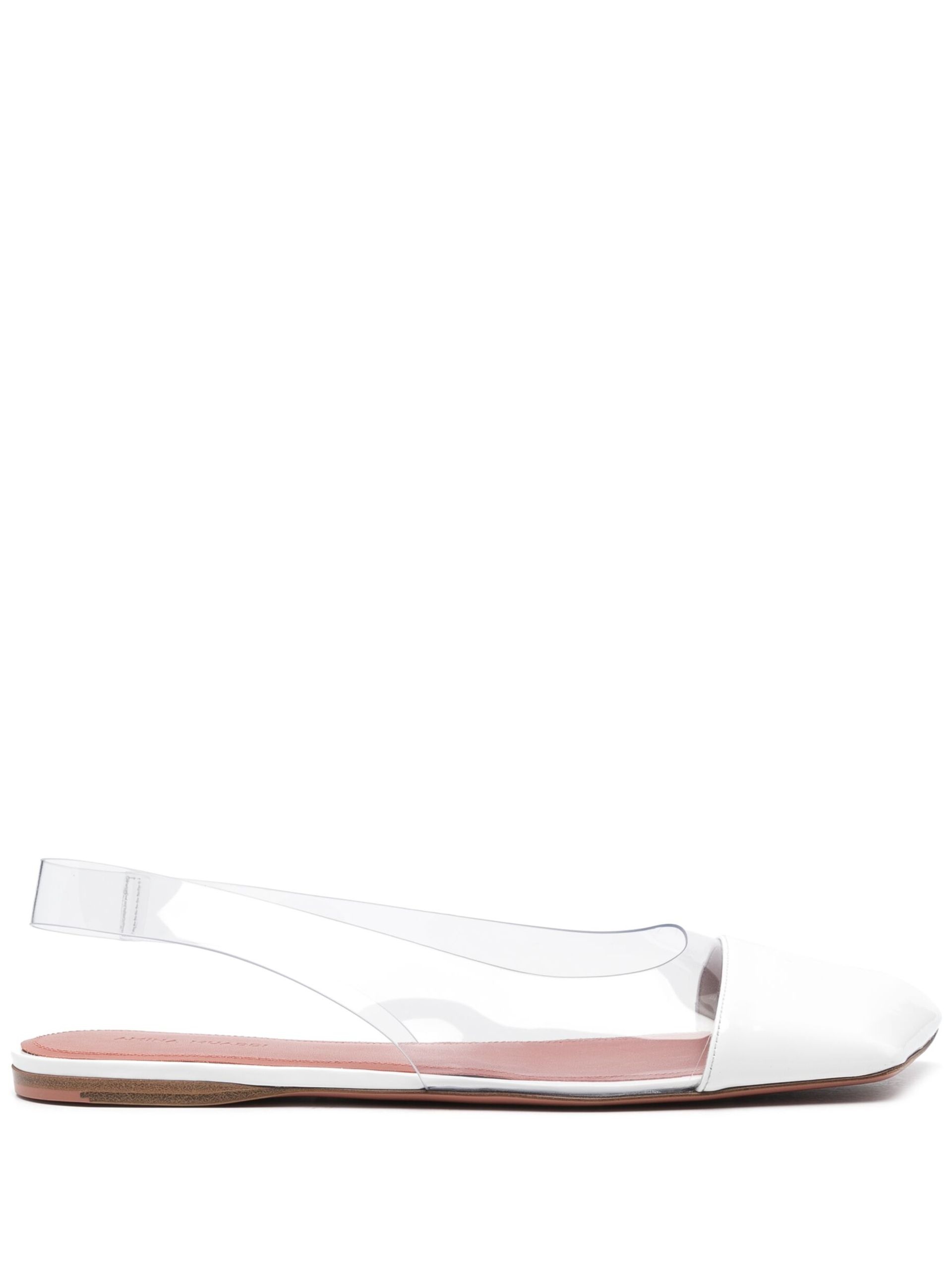 White Ane Slingback Leather Ballet Flats - 1