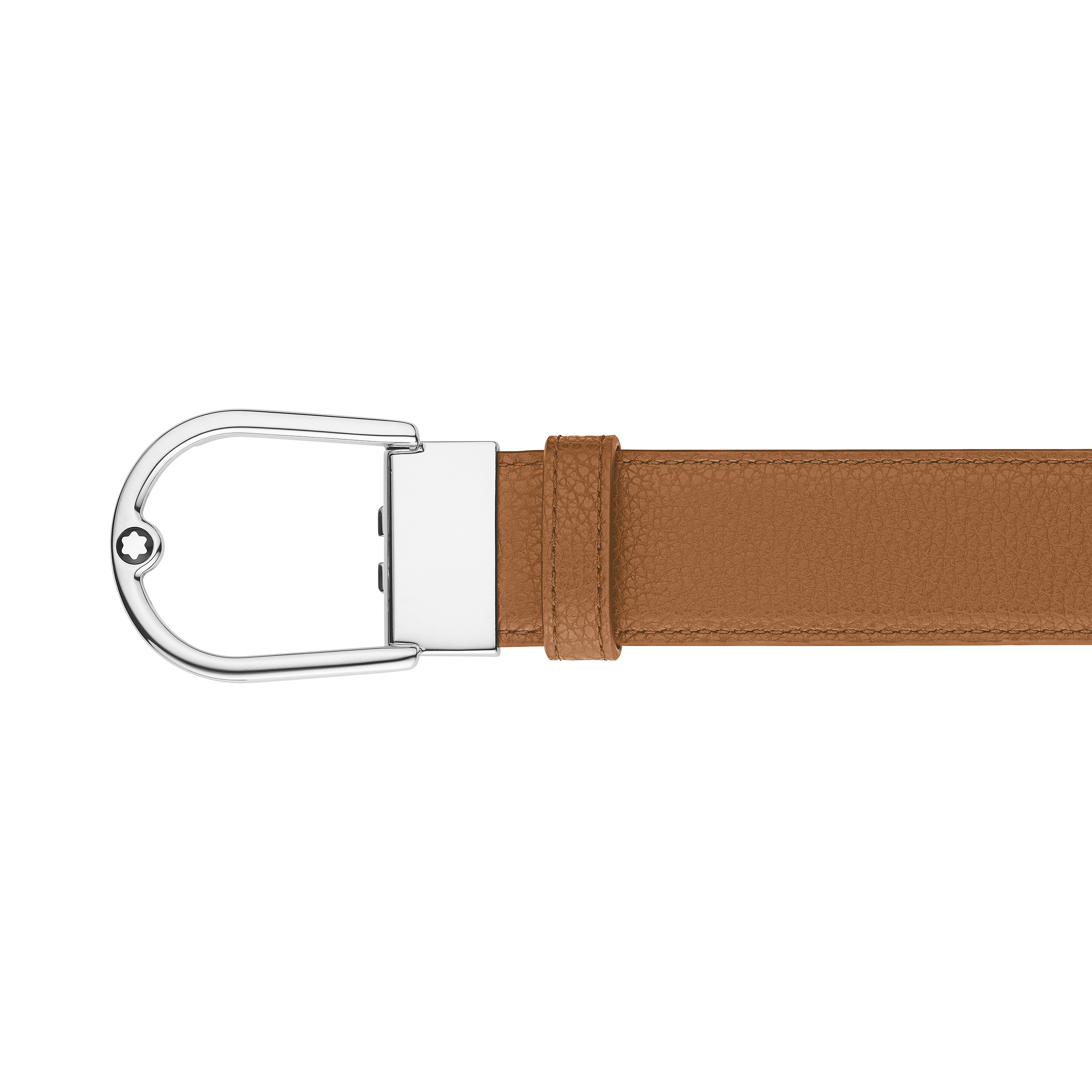 Horseshoe buckle grainy caramel/black 35mm reversible leather belt - 5
