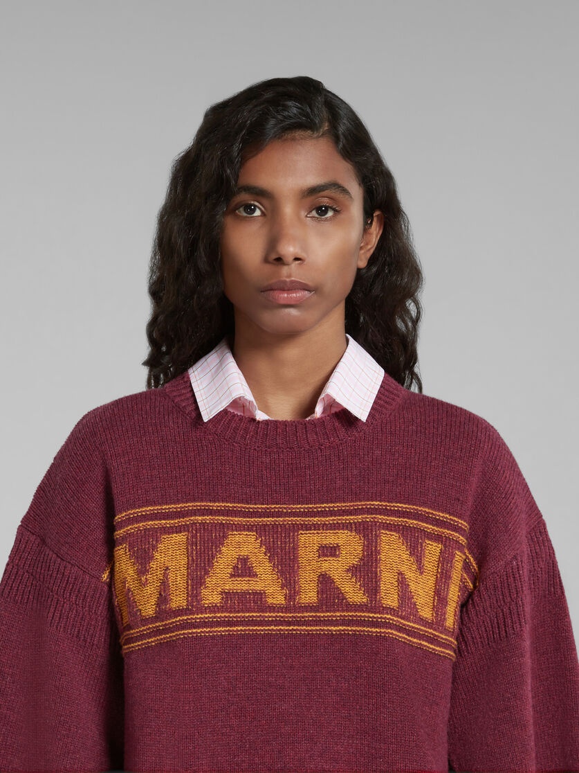 RUBY RED WOOL SWEATER WITH LOGO - 4