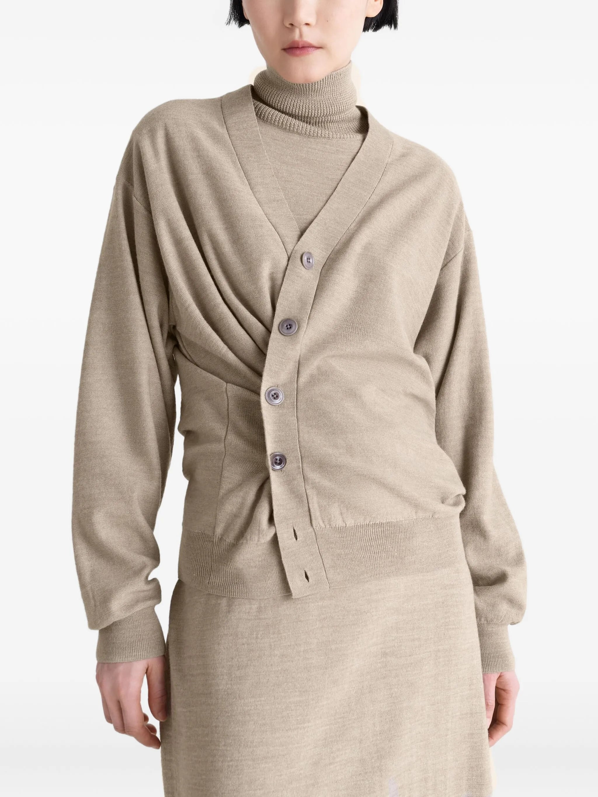 twisted button cardigan - 3