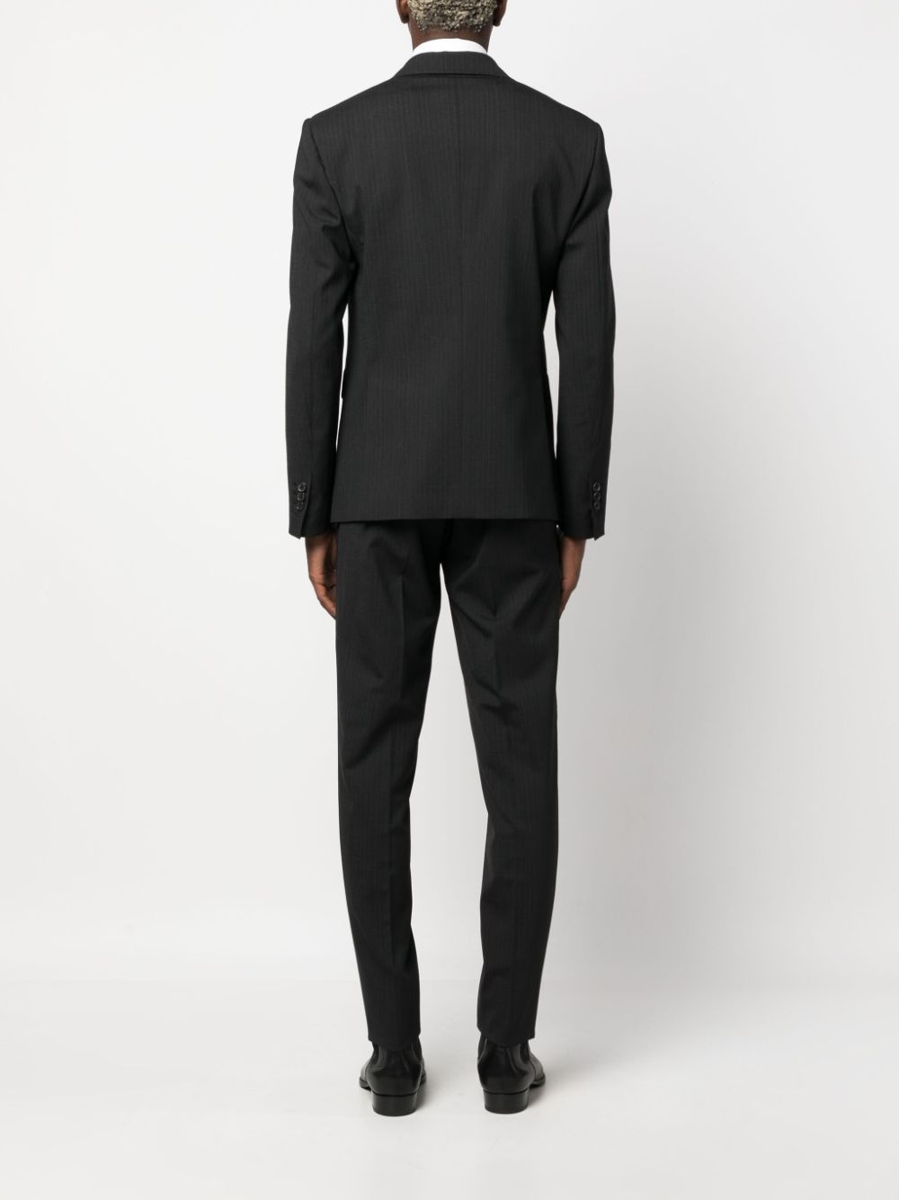 pinstripe-pattern three-piece suit - 4