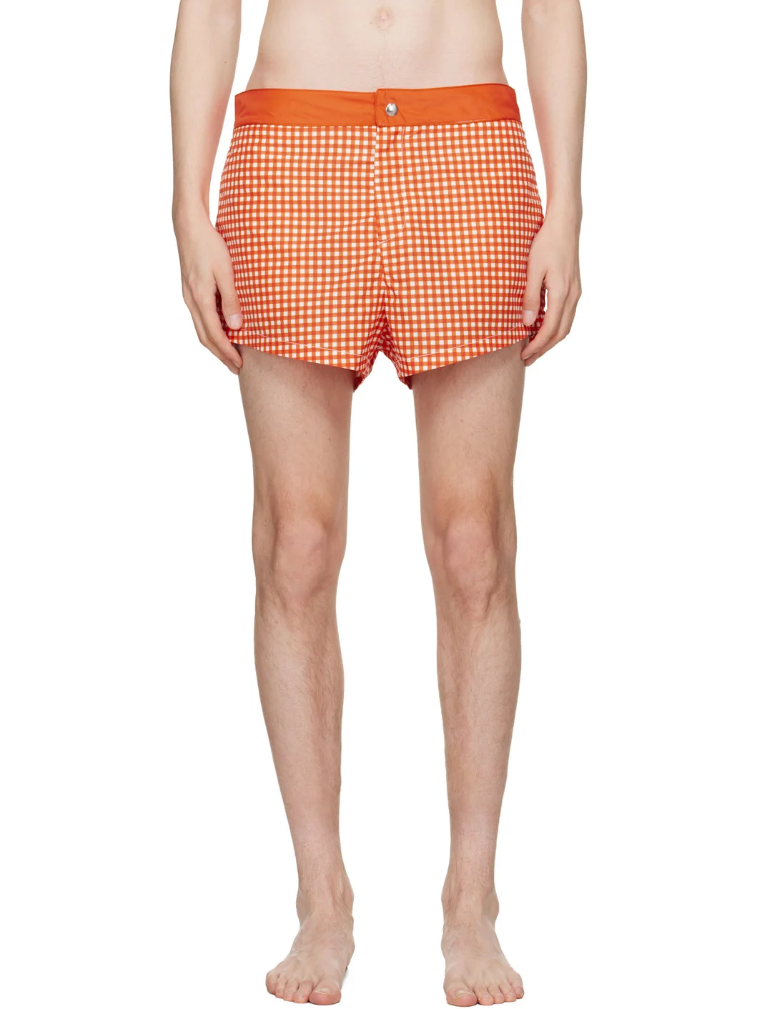 Orange Gingham Swim Shorts - 1