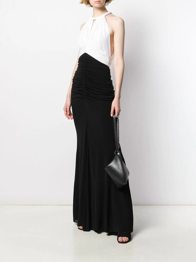 Alexander McQueen two-tone halter neck draped dress outlook