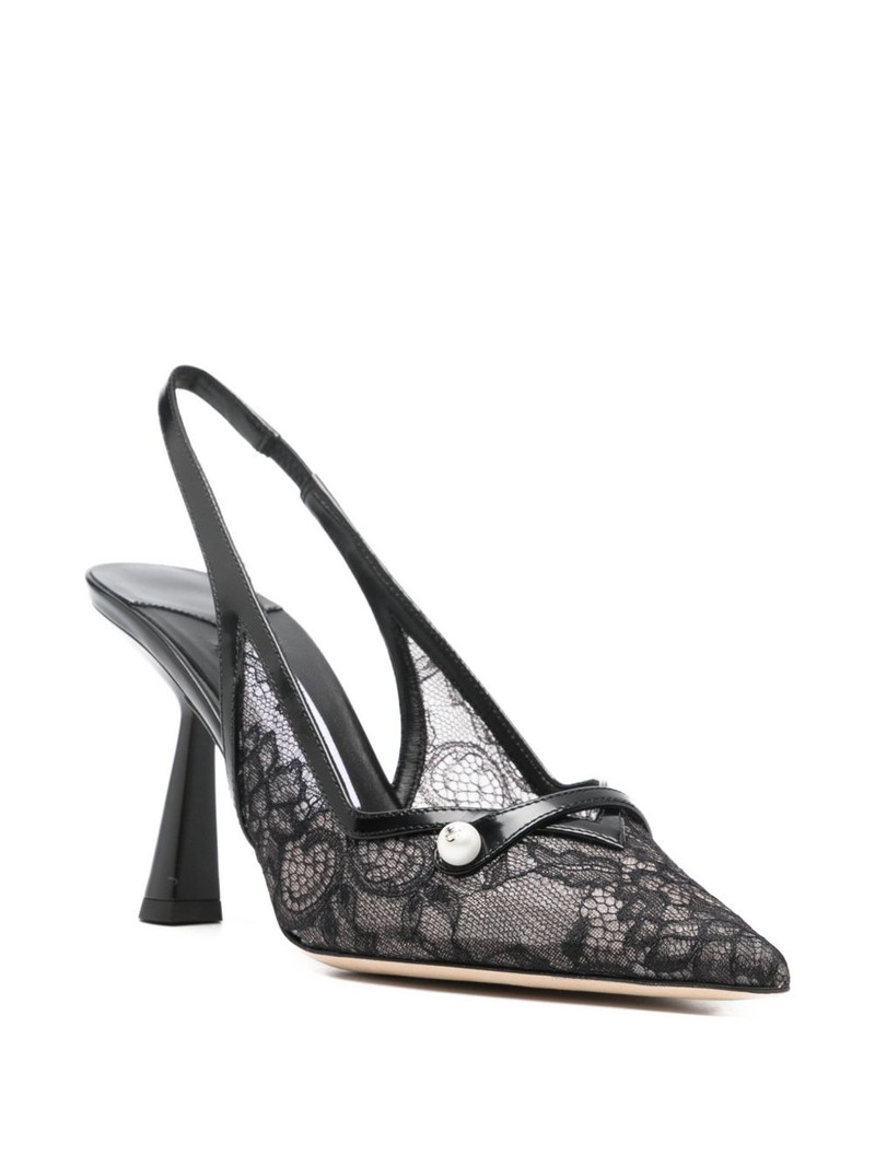 JIMMY CHOO Amita 85 lace appliqué heel pumps outlook