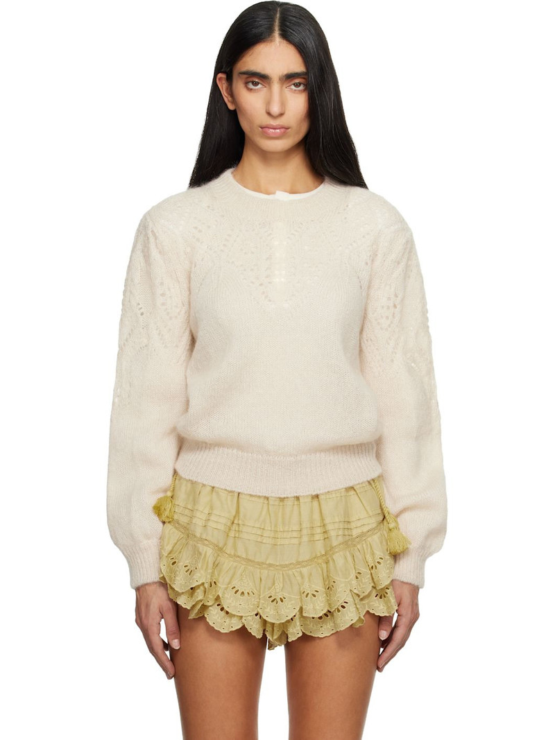 Beige Jenia Openwork Mohair Knit Sweater 1