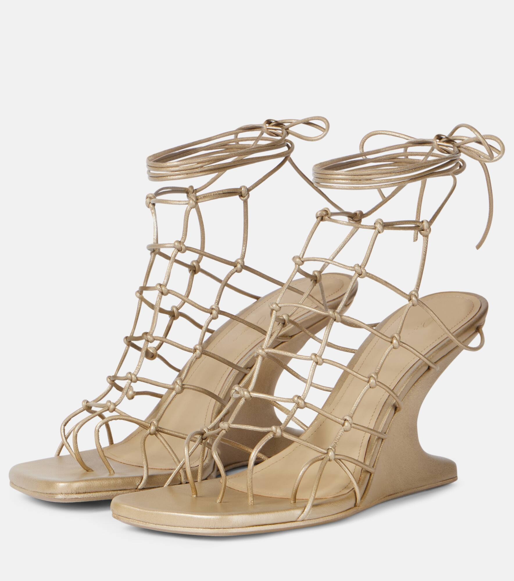 Web Cantilever woven leather wedges - 4