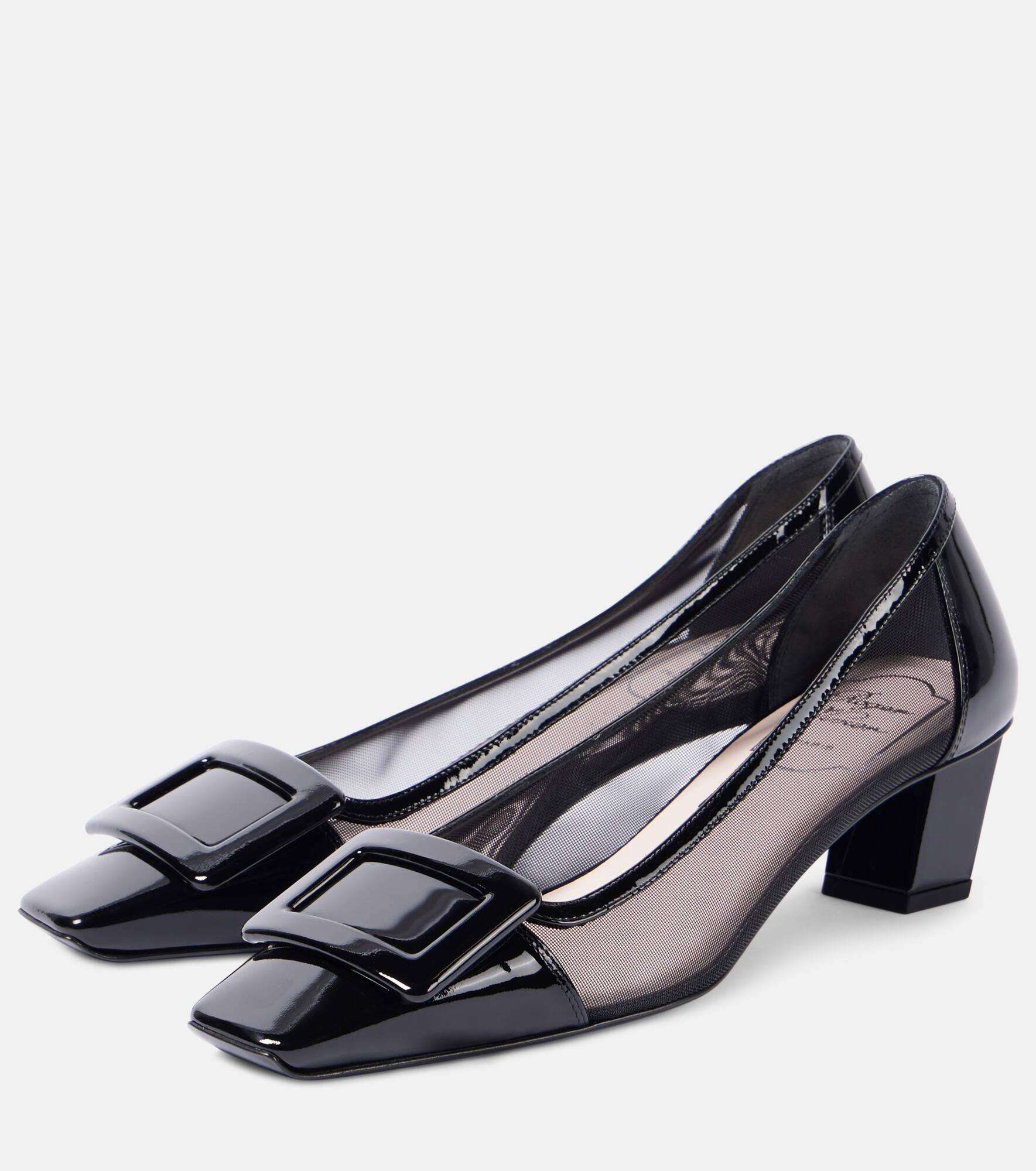 Belle Vivier 45 leather-trimmed mesh pumps - 4