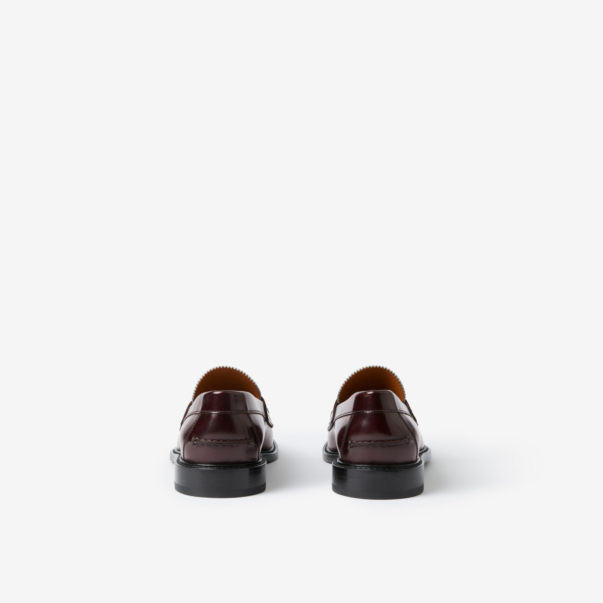 Check Panel Leather Penny Loafers - 3