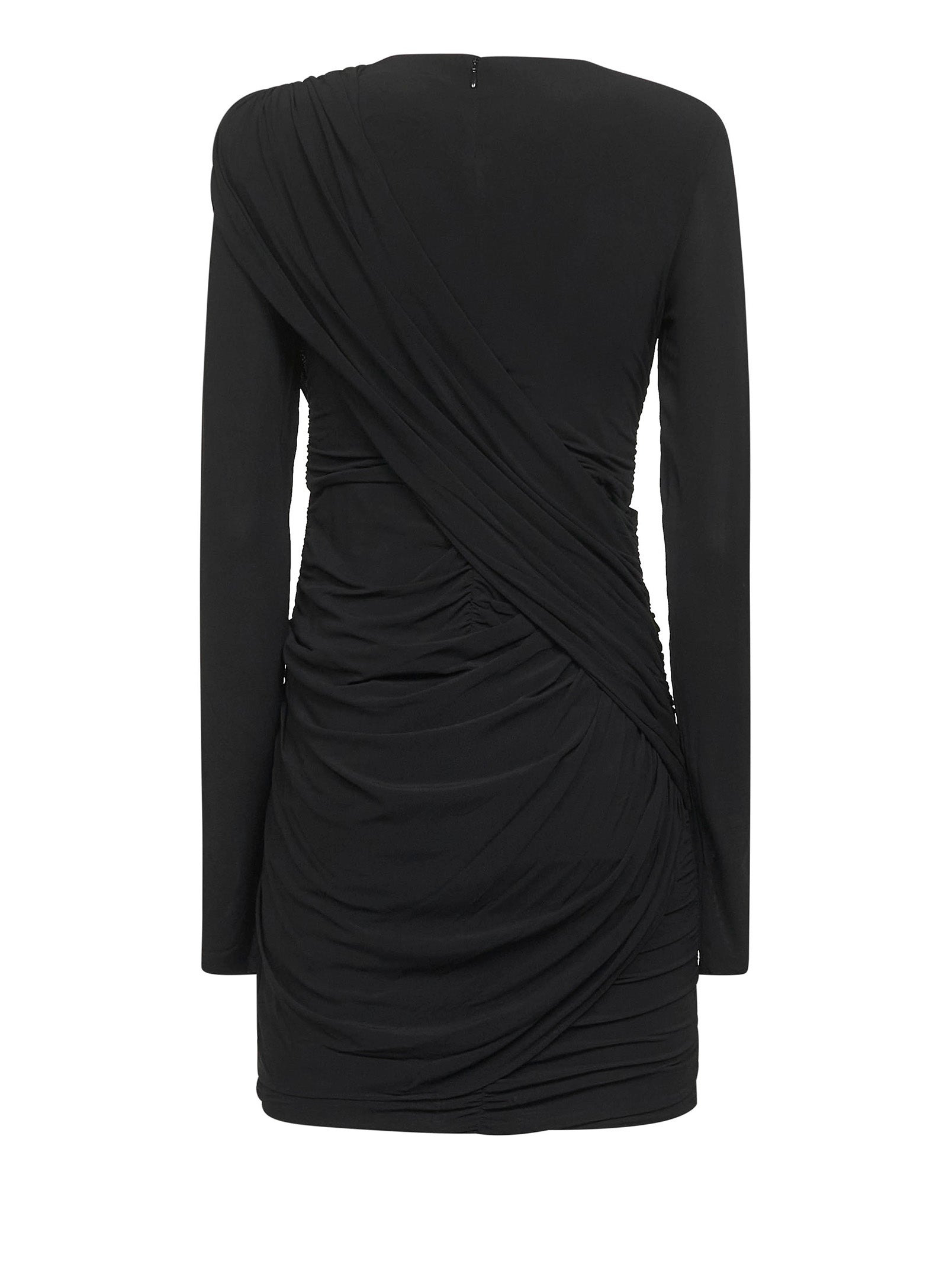 Black draped jersey Georgia mini dress - 2