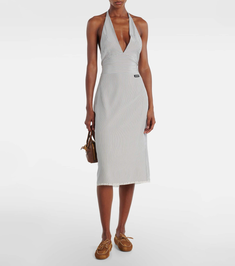 Miu Miu Striped silk crêpe de chine midi dress outlook