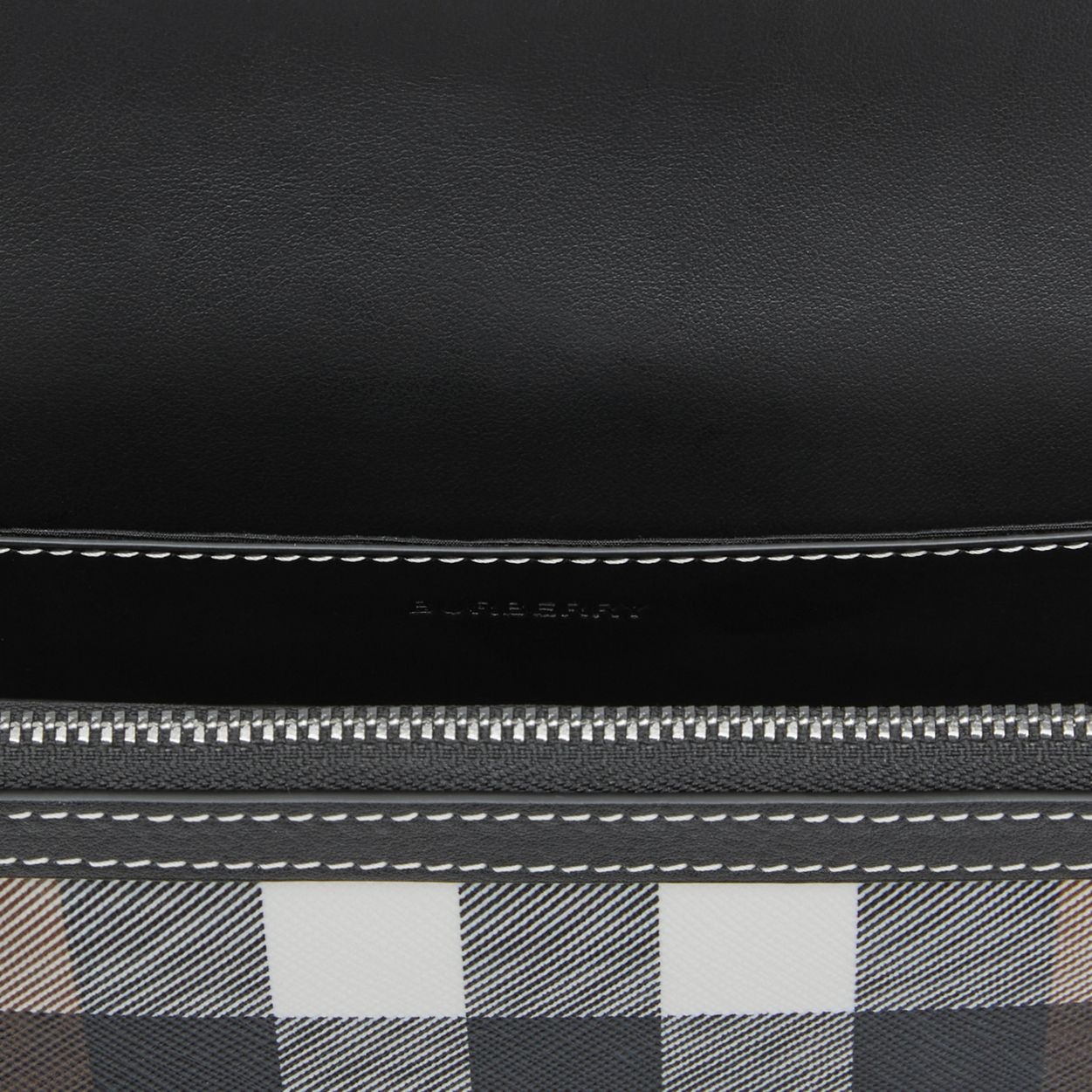 Check and Leather Crossbody Bag - 12