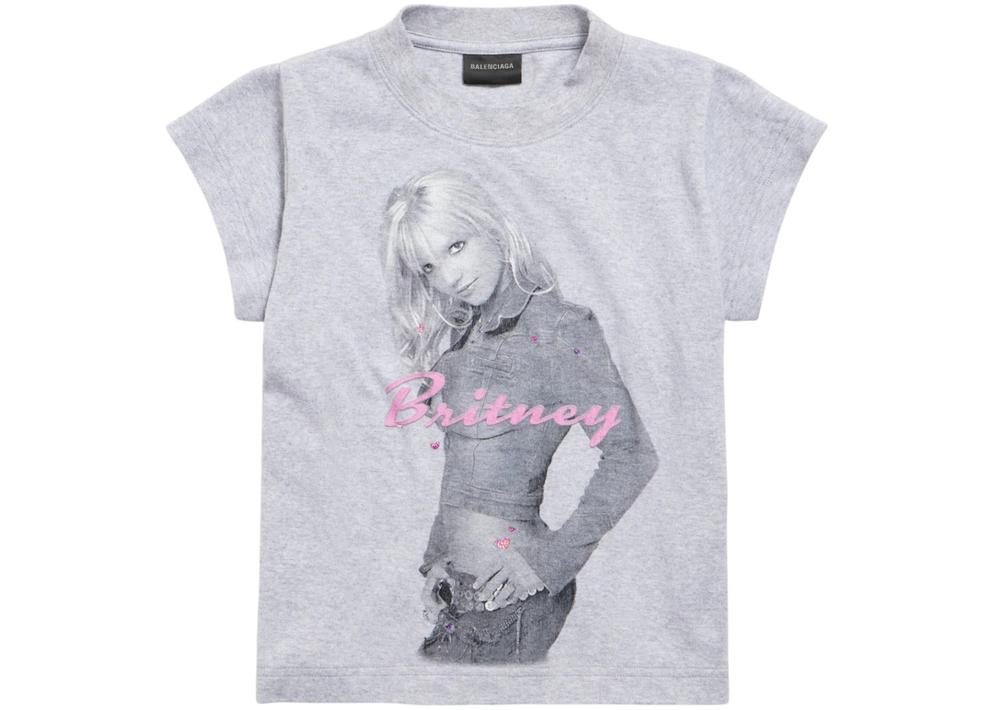 Balenciaga Music Britney Spears Series Shrunk T-shirt Light Grey/Pink - 1
