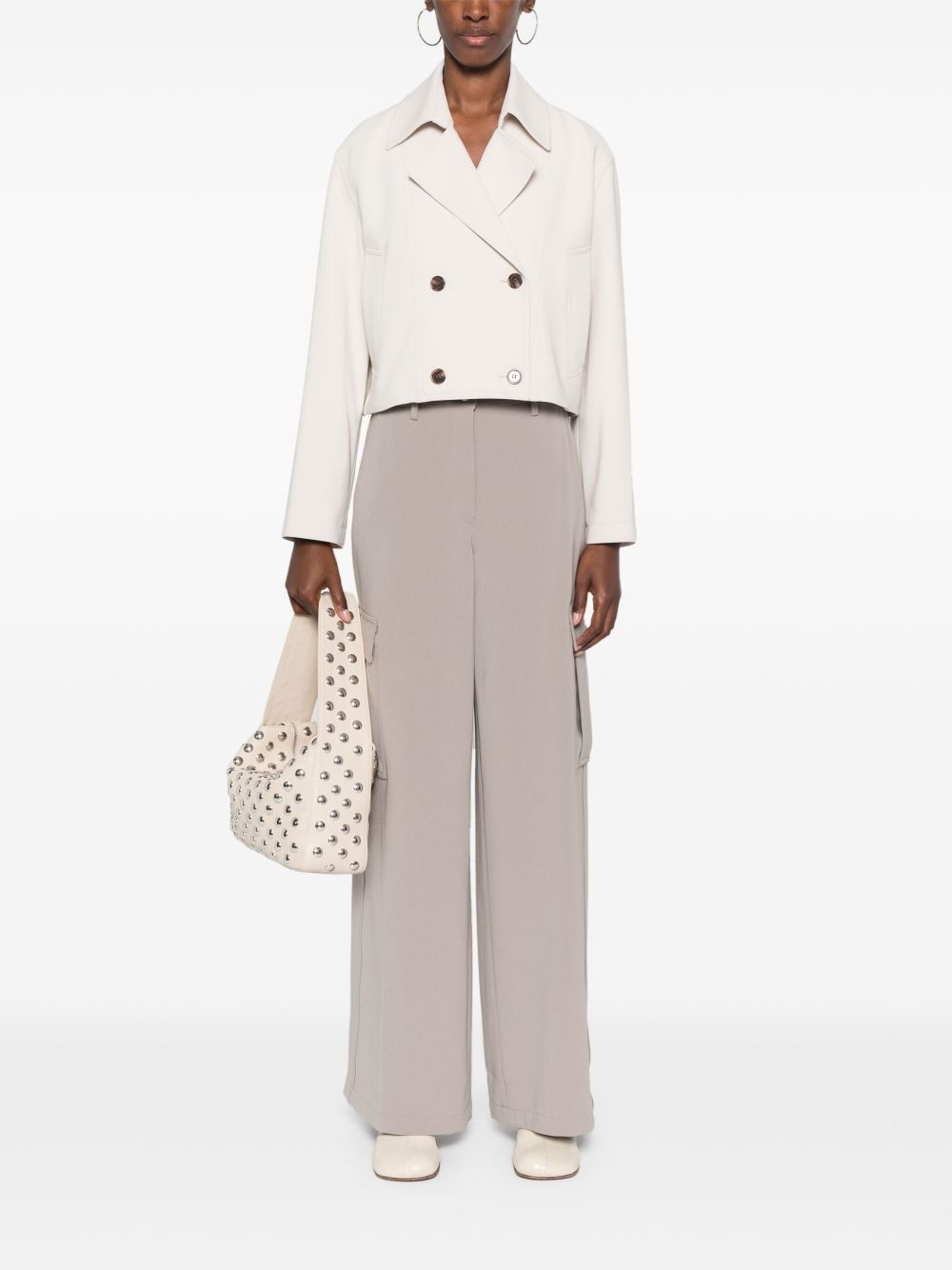 crepe cropped jacket - 2