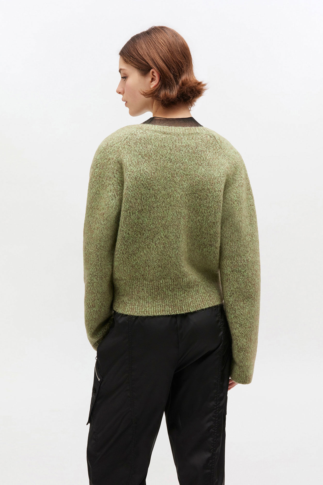 GREEN V-NECK SWEATER - 4