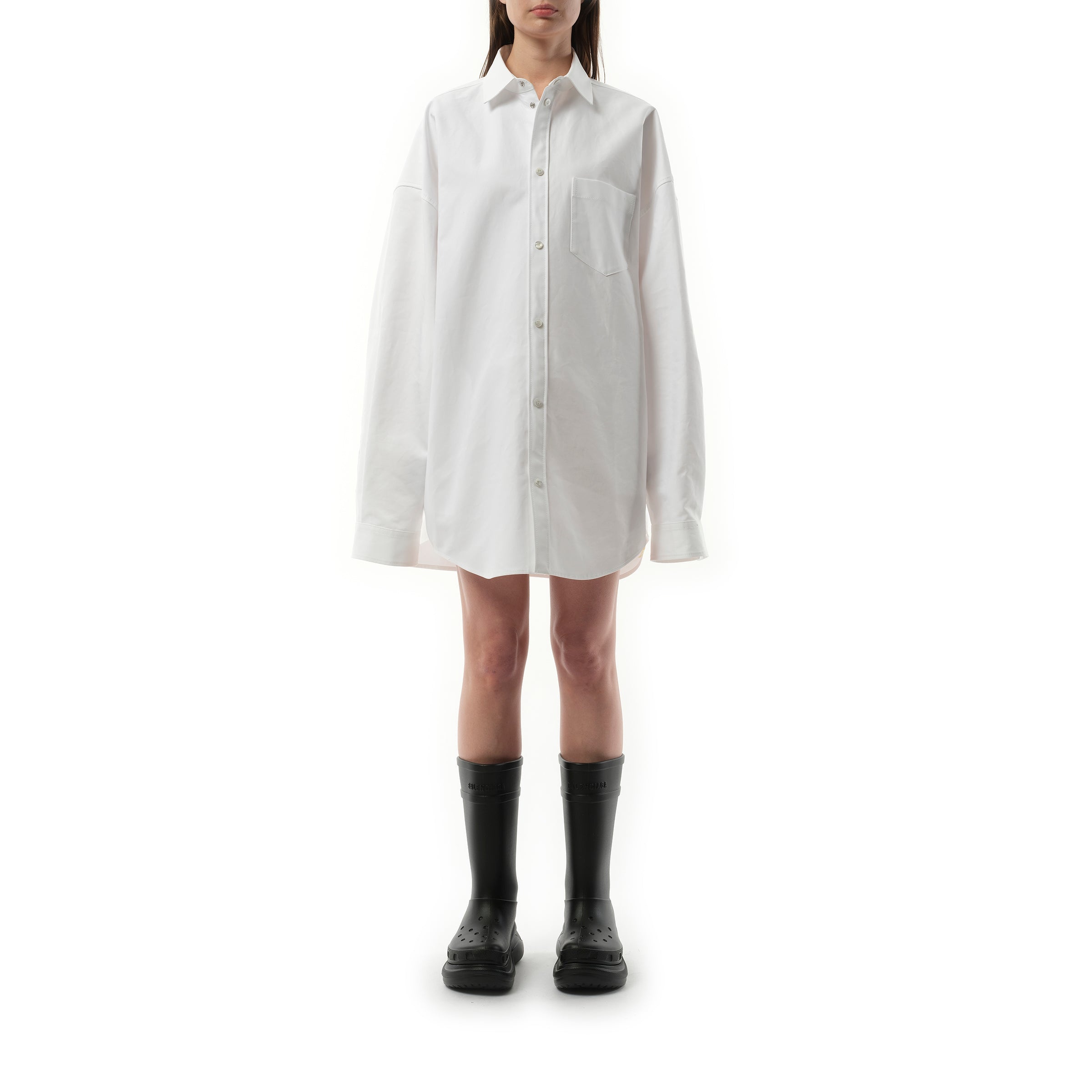 Cotton Poplin Outwear Shirt in White - 3