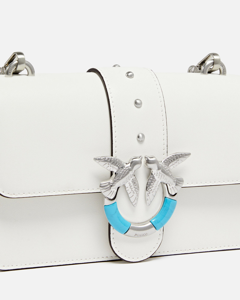 MINI LOVE BAG ONE SHOULDER BAG IN LEATHER WITH TURQUOISE BUCKLE 3