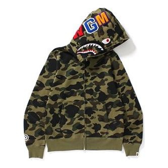 A Bathing Ape Camo Shark Full Zip Hoodie 'Olive Green' 1E80-115-022 - 1