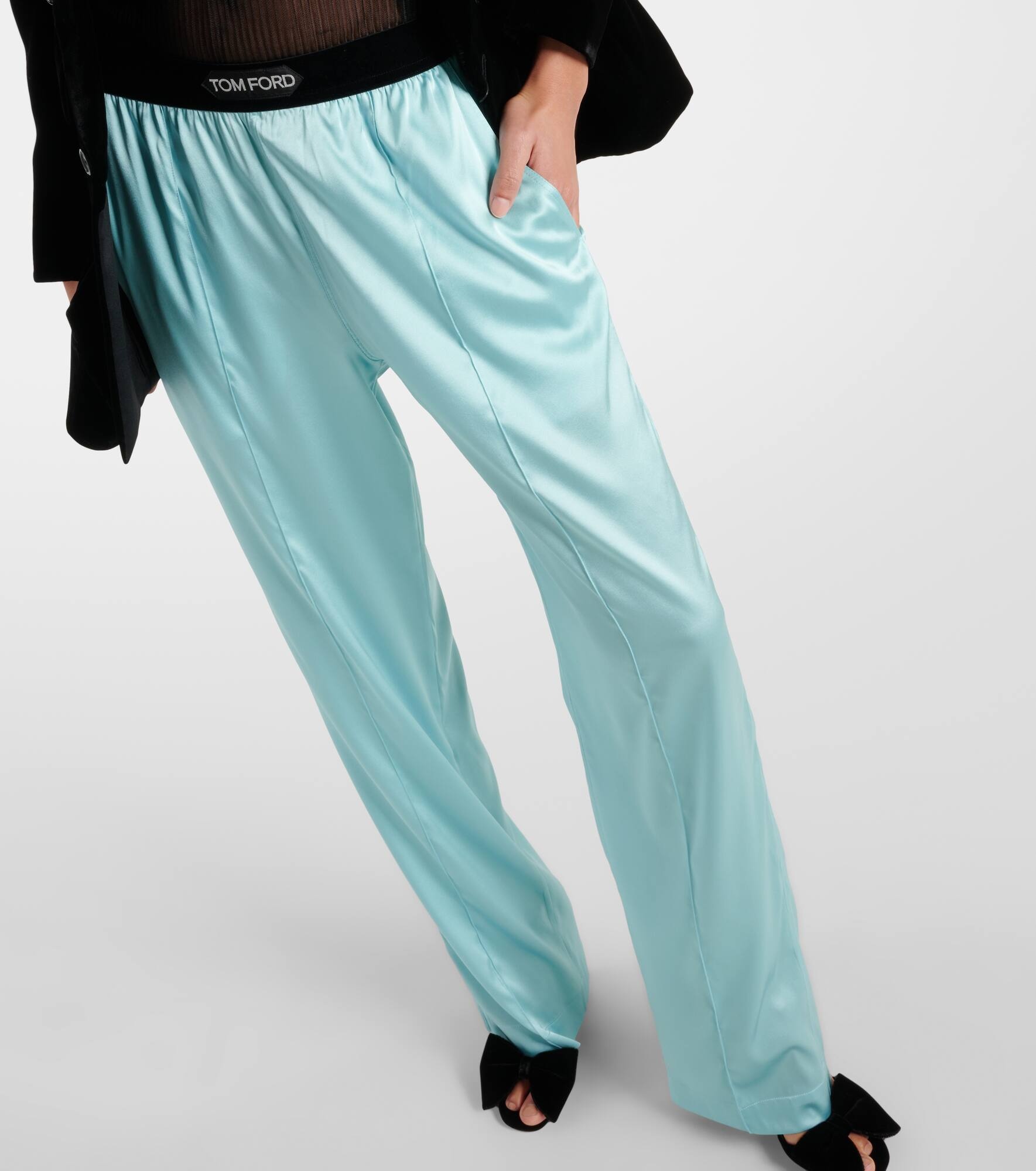 Silk-blend satin pajama pants - 6