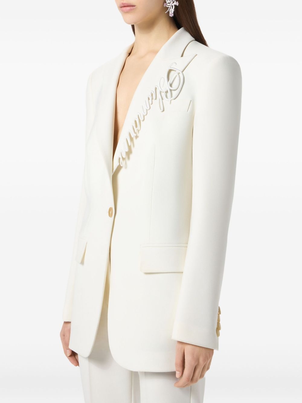 logo-embroidered blazer - 4