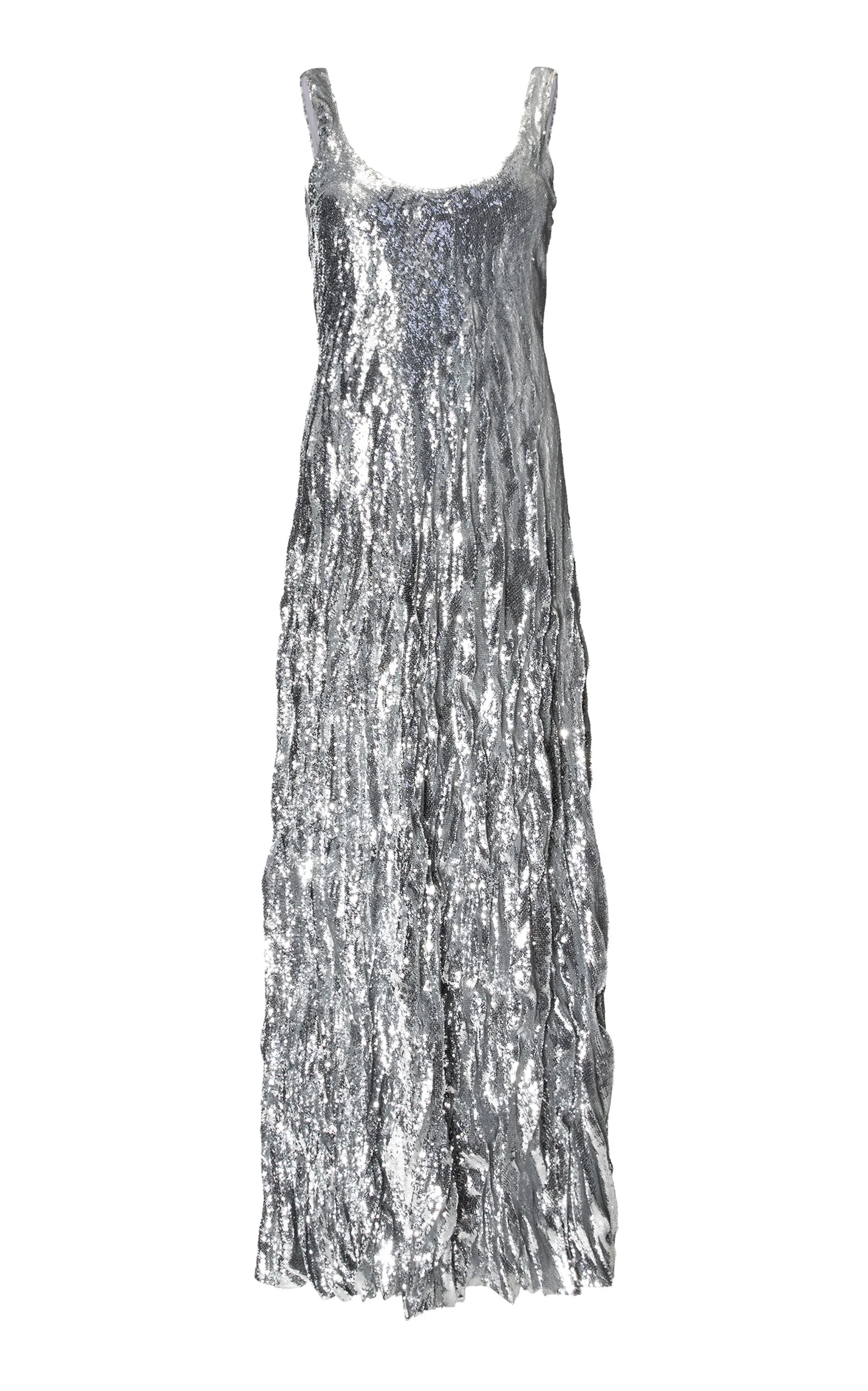 Sequined Crinkled Silk Gown silver - 1