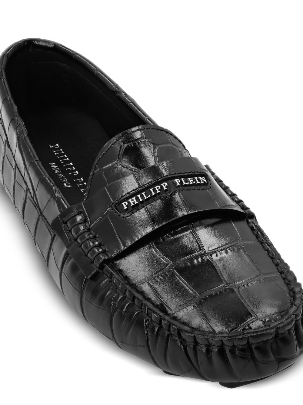 crocodile-embossed loafers - 4