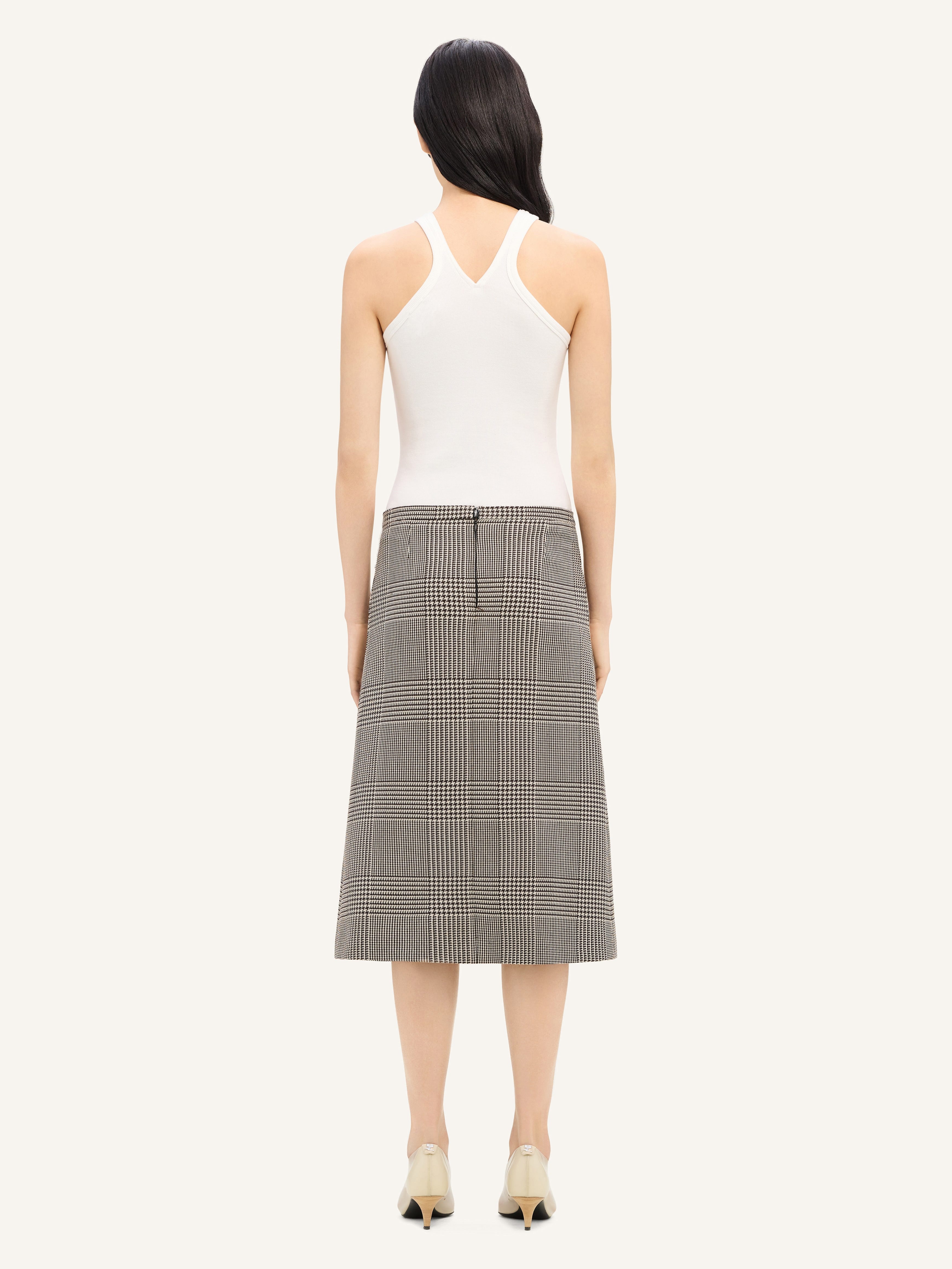 ZIPPED PRINCE OF WALES MIDI SKIRT - 4