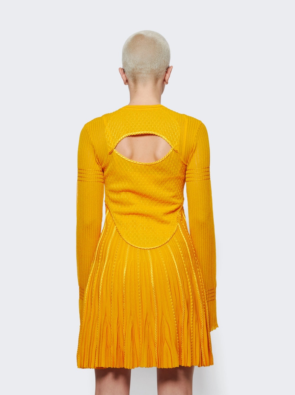 Long Sleeve Frills Dress Golden Yellow - 5