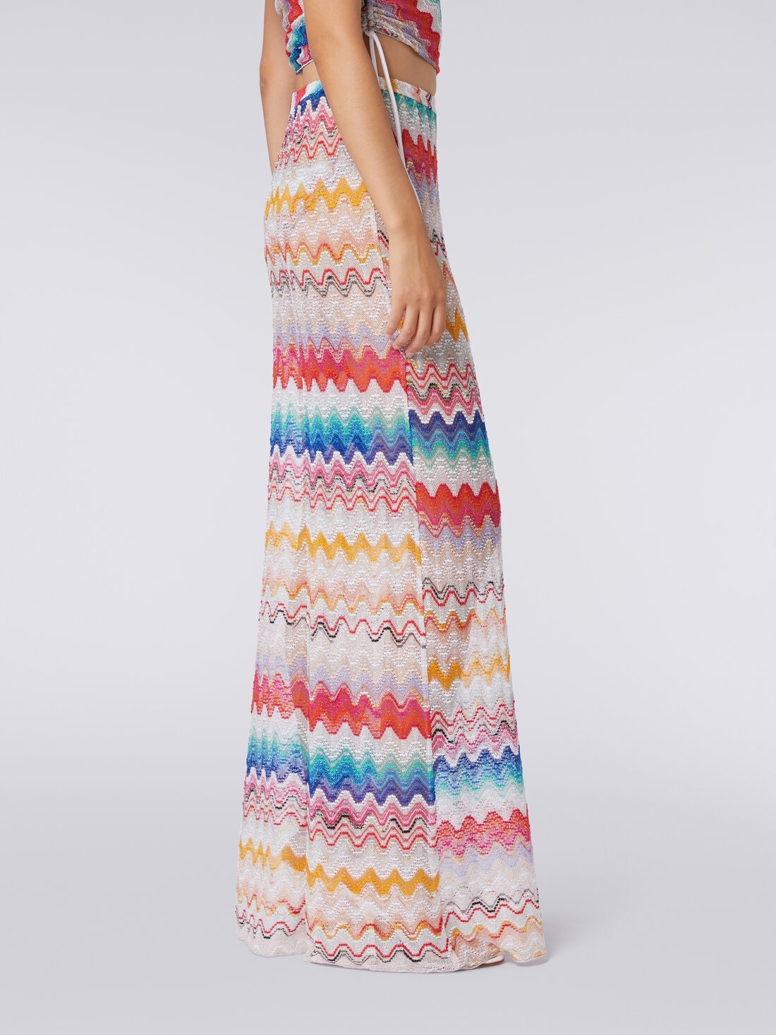Wave motif cover up trousers with lurex - 5
