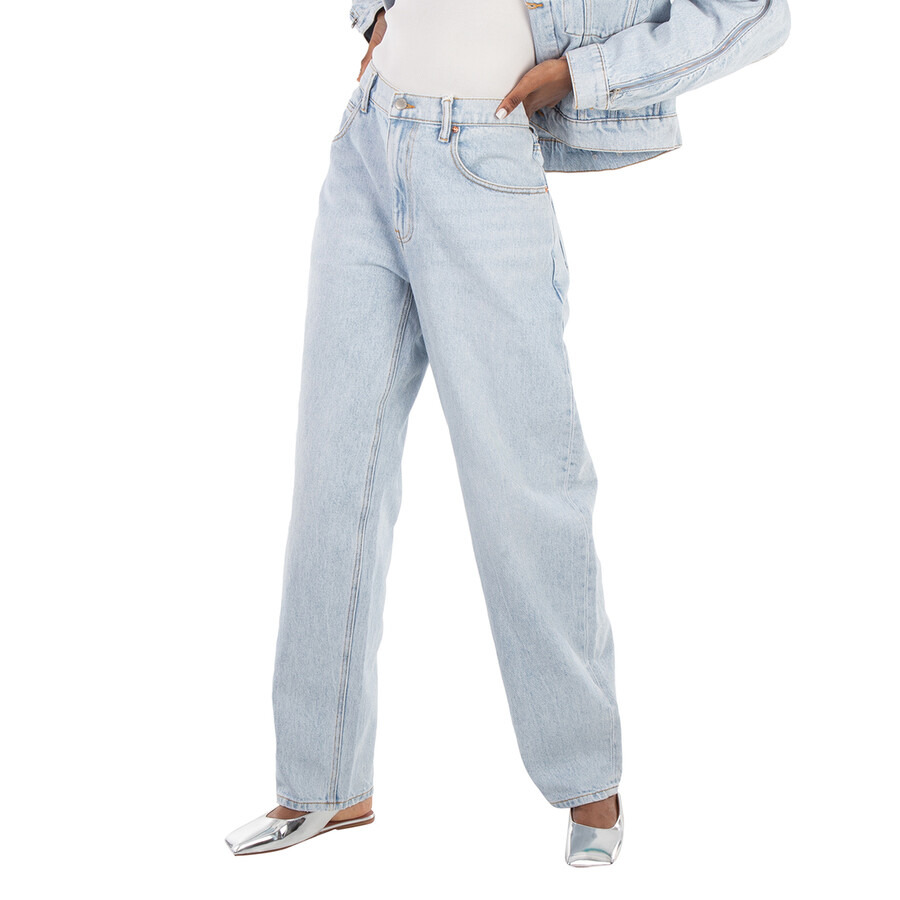 T by Alexander Wang Logo-Patch High-Rise Tapered Cotton Jeans - 3