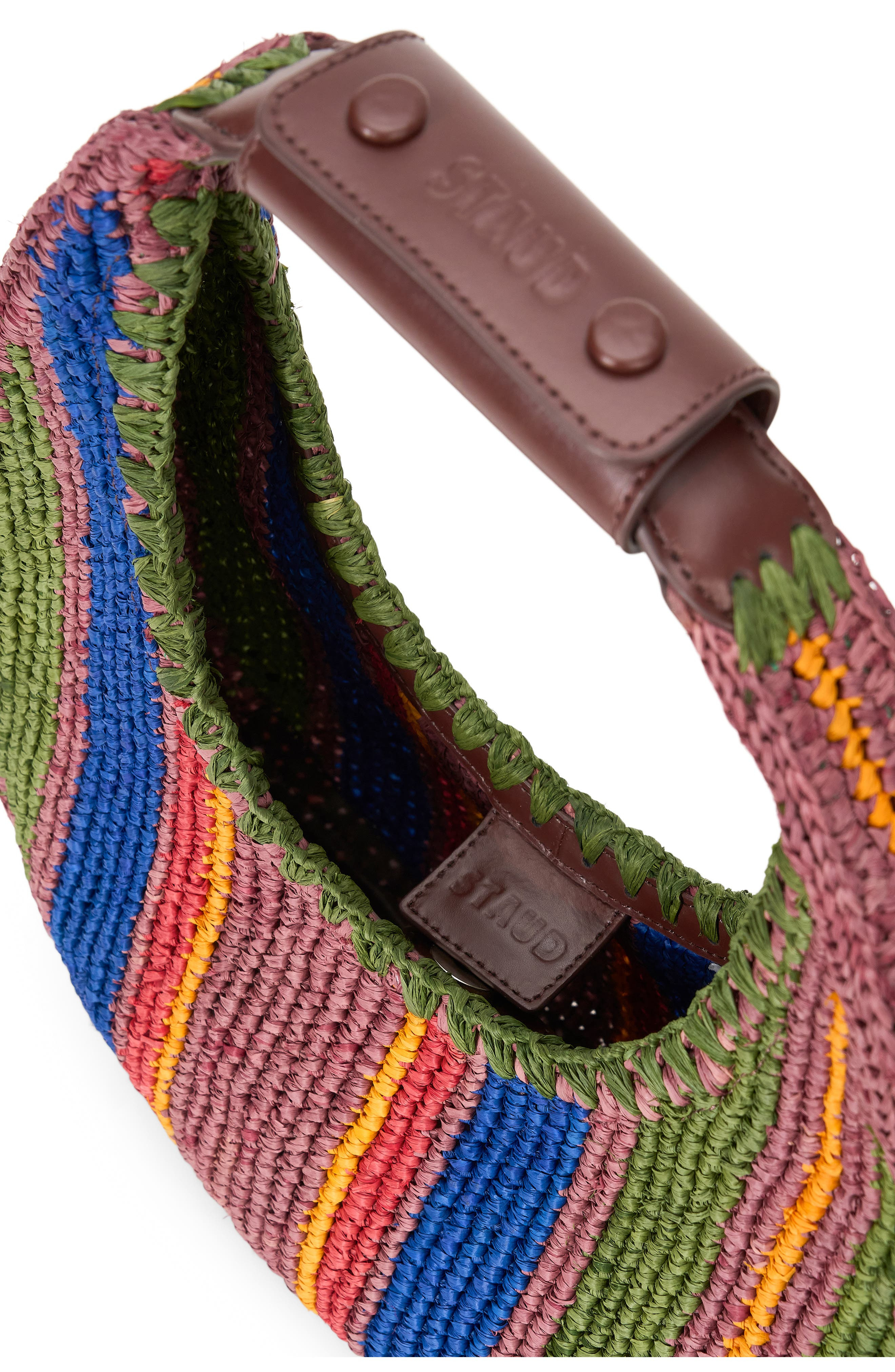 STAUD Moon Crocheted Raffia Bag in Jungle Stripe Raffia at Nordstrom - 2