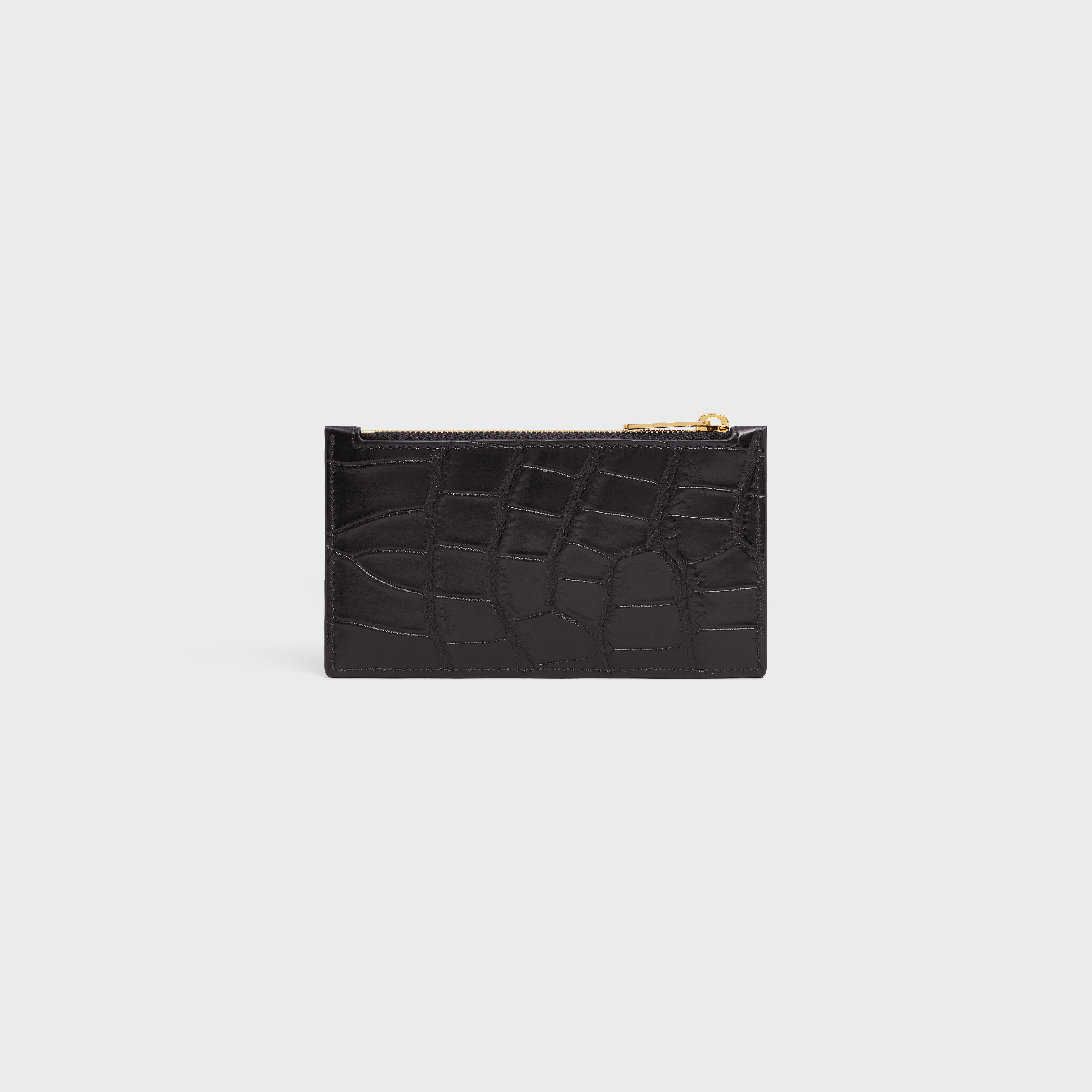 Zipped Compact Card Holder in Crocodile - 3