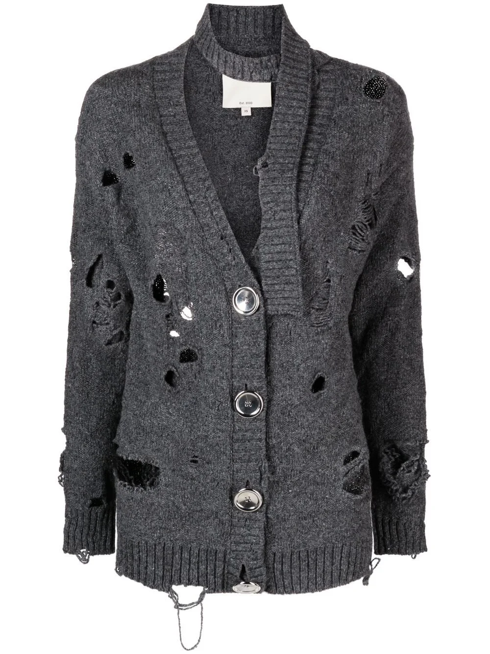 oversized distressed wool cardigan - 1