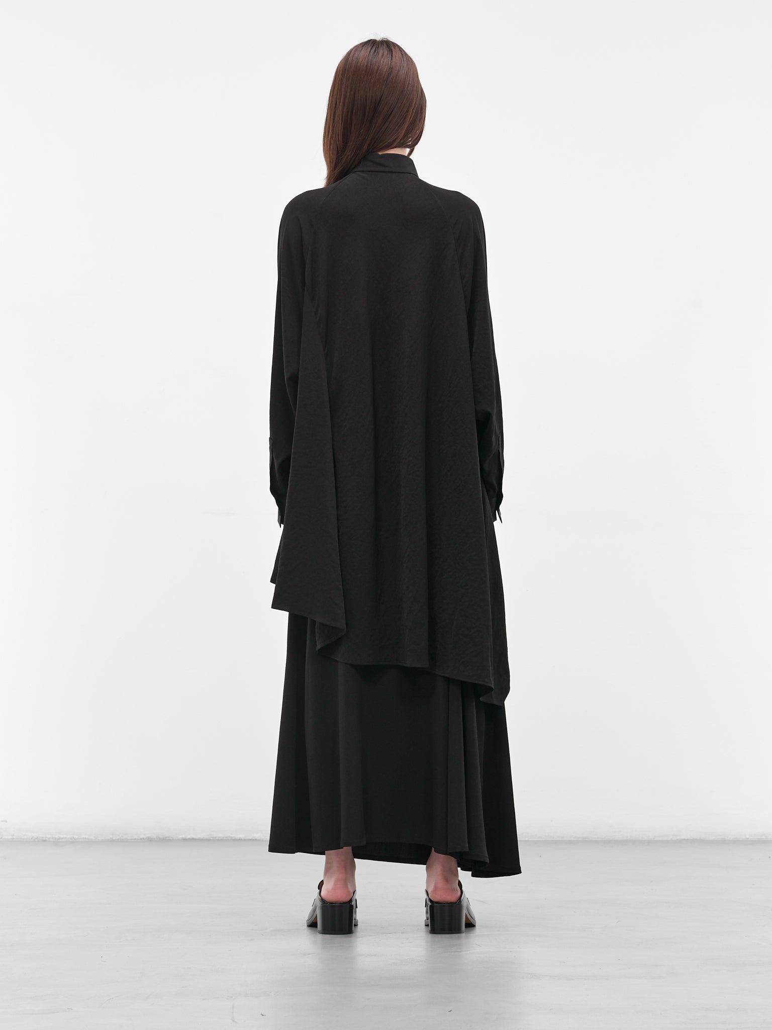 Black Raglan Draped Asymmetric Shirt - 3