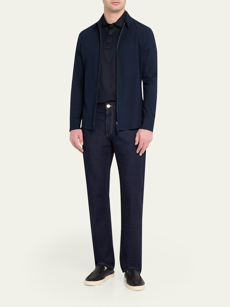 GIORGIO ARMANI Men's Cotton Seersucker Full-Zip Shirt Jacket outlook