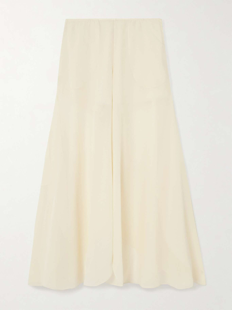 Asymmetric layered pleated silk-georgette midi skirt 1