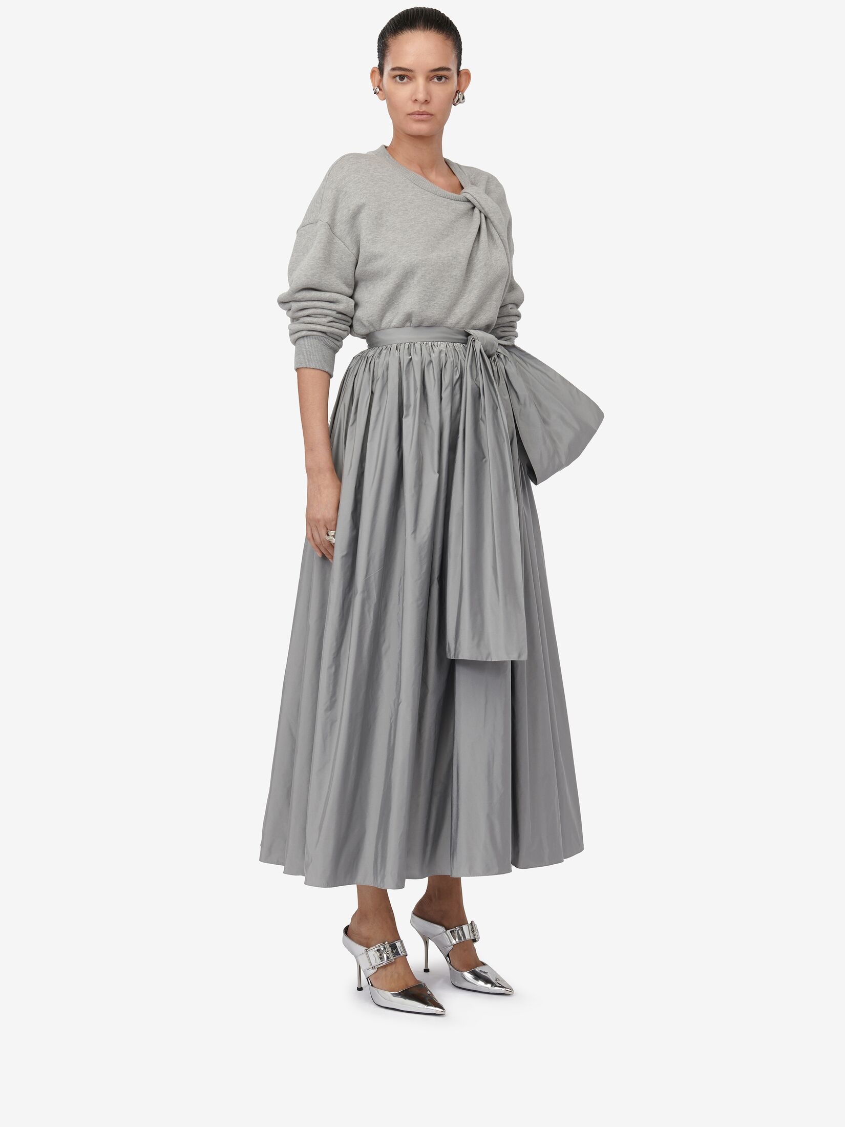 Women's Cocoon Sleeve Sweatshirt in Grey Melange - 3