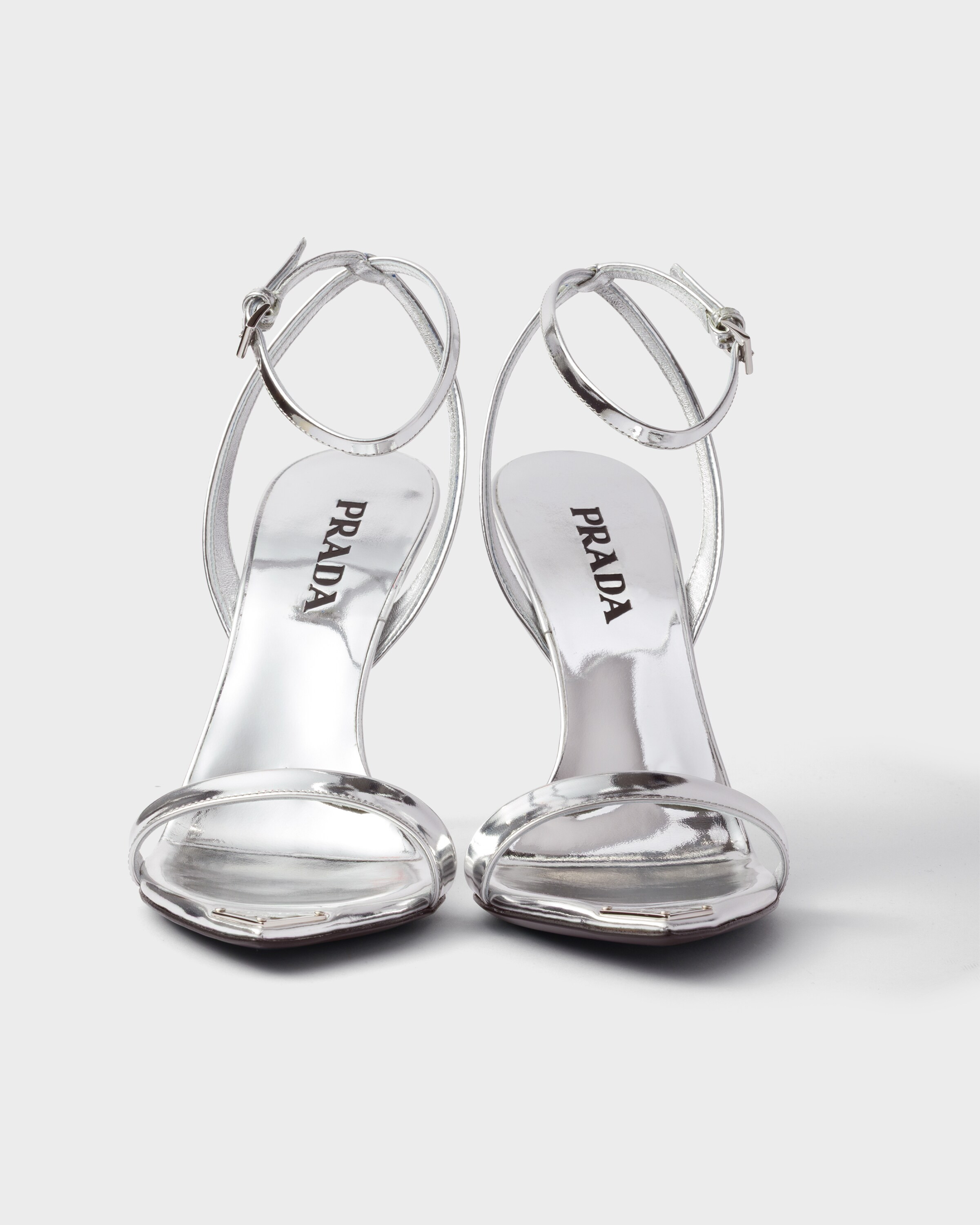 Metallic leather high-heeled sandals - 5