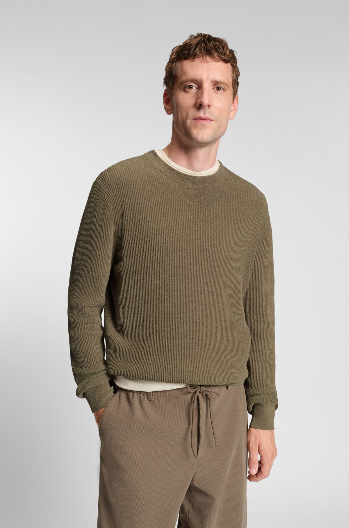REGULAR-FIT SWEATER WITH CORDUROY RIB - 2