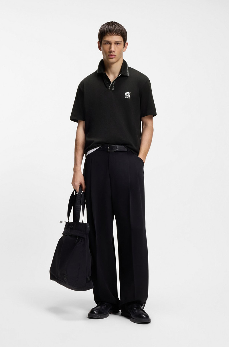 HUGO LOGO-ARTWORK POLO SHIRT WITH BLANKET STITCHING outlook