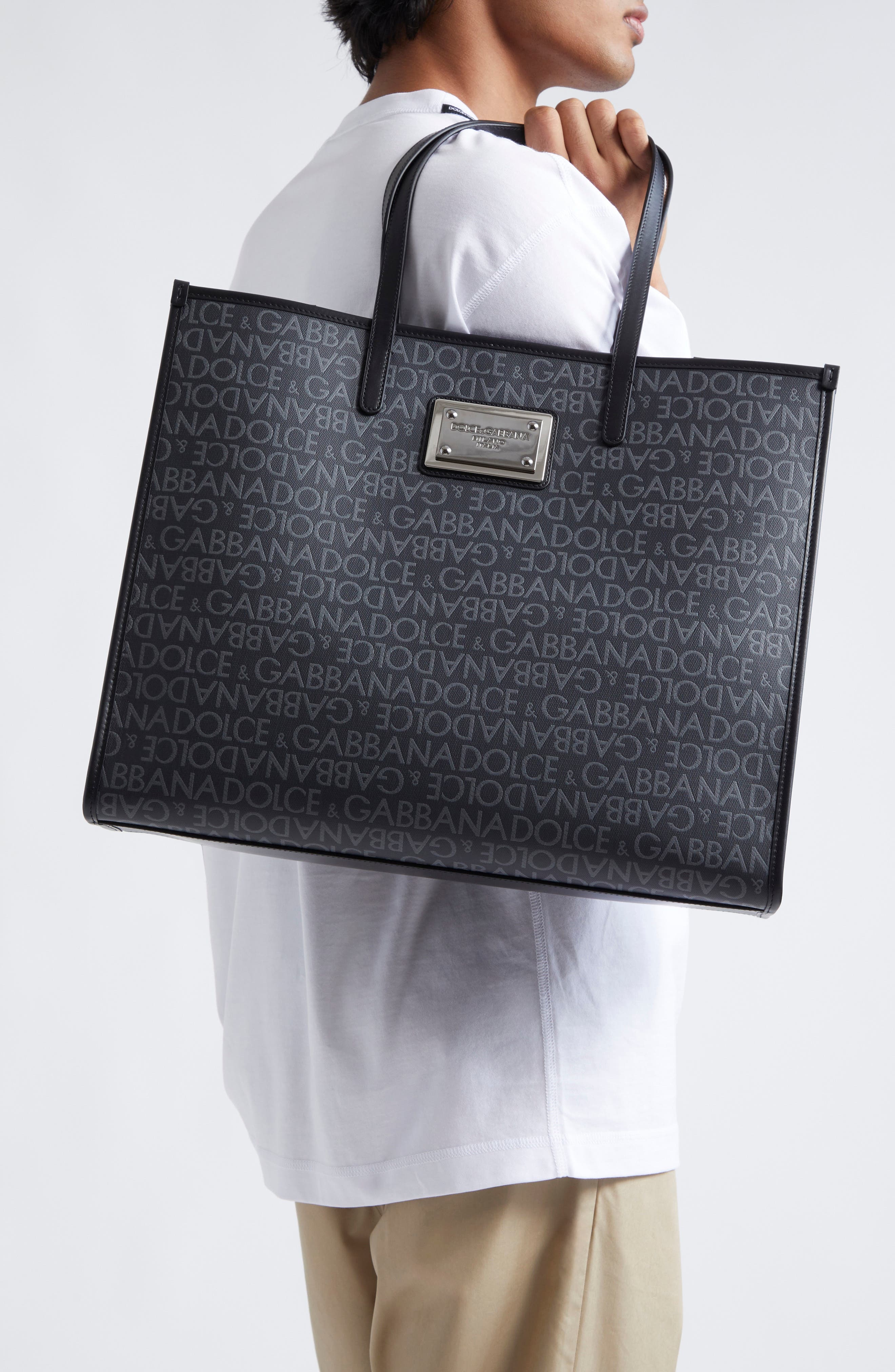 Dolce&Gabbana Logo Jacquard Tote in 8B969 Nero/Grigio at Nordstrom - 2
